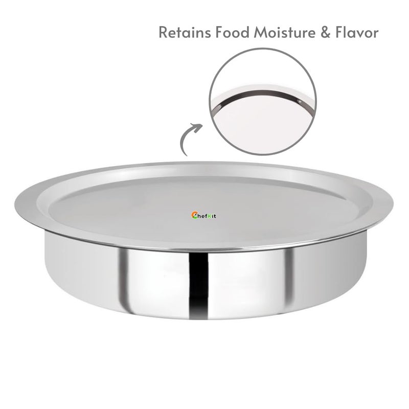 Chefkit Stainless Steel Heavy Gauge Ciba/Lids/Tope/Cheeba Cover Set | Pot, Pan Lid | Lid Covers for Utensils | Milk Cover Plate | Steel Jali Plate - Image 4