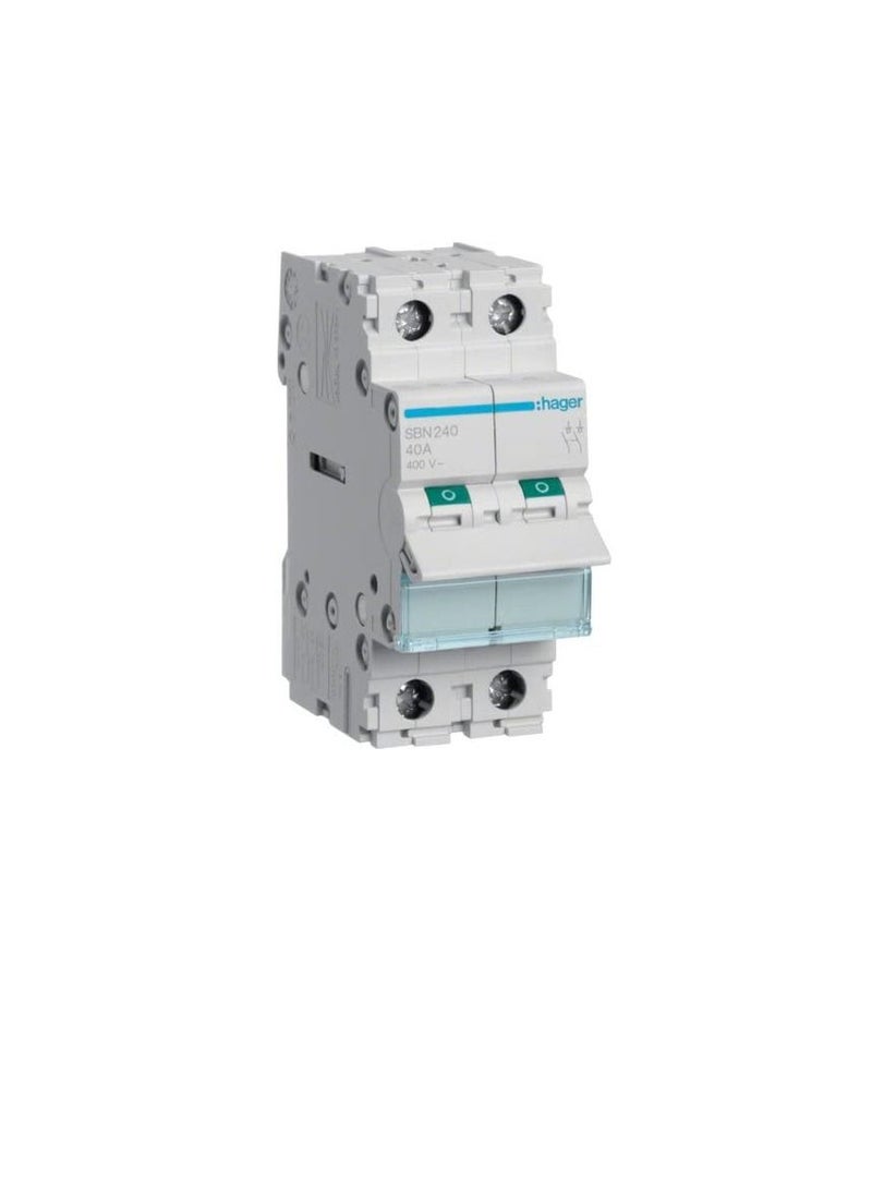 Hager - Hager 2Pole 40A Isolator Modular Break Switch SBN241N/SBN240 - Image 1