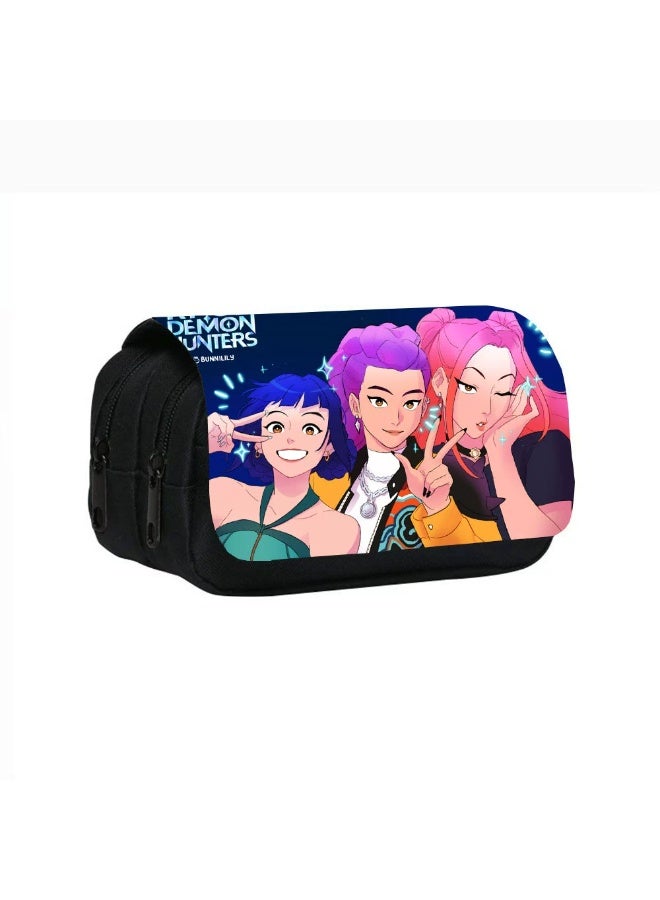 general Kpop Demon Hunters Printed Double Layer Pencil Case Student Pencil Stationery Bag meets daily stationery storage needs - Image 1