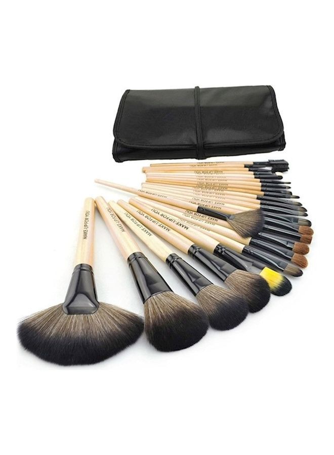 NIBEMINENT 24-Piece Professional Makeup Brush Set With Folding Pu Bag Black