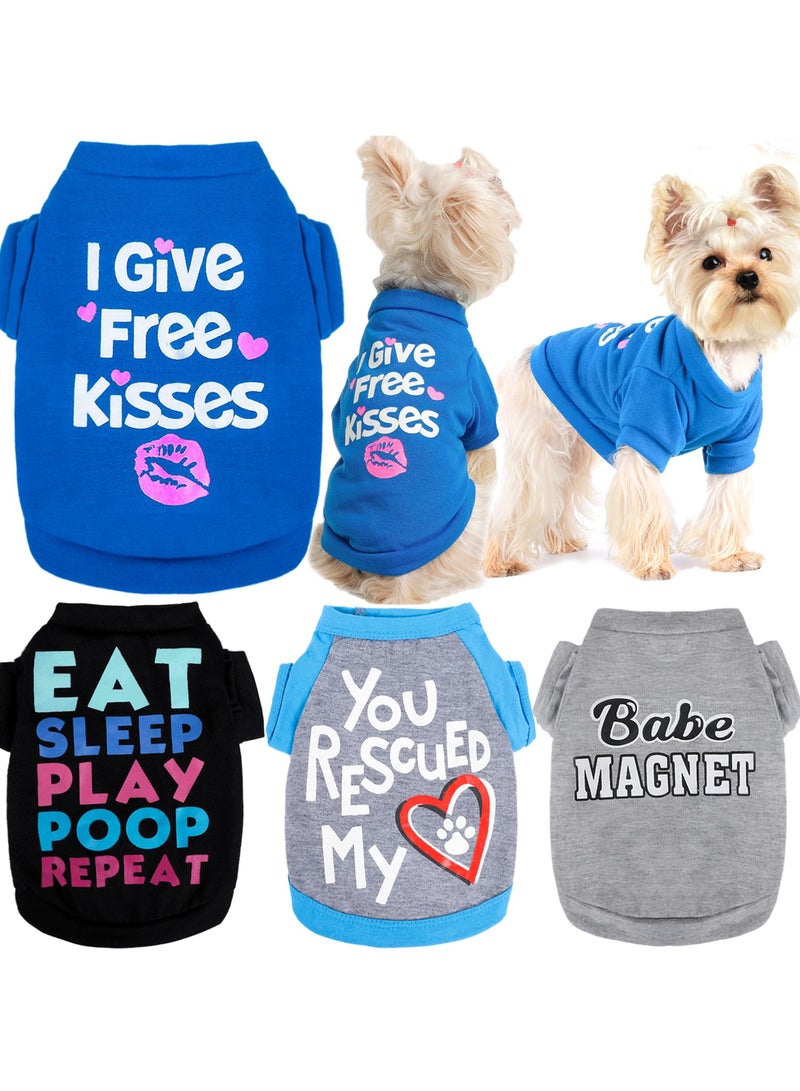 erorex Male Dog Shirts - Small Dog Clothes for Boys - xs Puppy Clothes - Dog Shirt Pack of 4 - Dog Tshirts Outfits for Small Dogs - Chihuahua Clothes (4PC/Love,Free Kisses,Babe,EAT Sleep, X-Small)  - Image 1