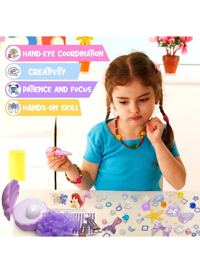 Kiditos Mermaid Shell Night Light Diy Toy Kit With Flash Themed Accessories,Make Your Own Mermaid Night Light, Arts And Crafts For School Activity,Ideal Bedroom Decor &Birthday Gifts For Girls Age 3+ - Image 1