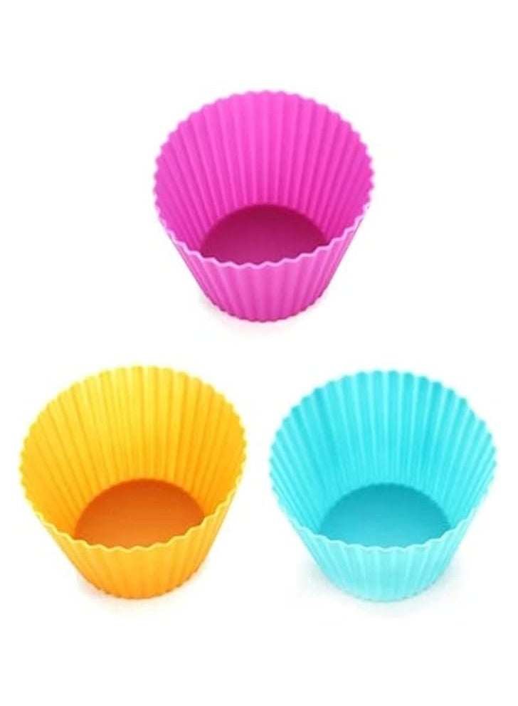 بروماس 24 قطعة من بطانات الكب كيك السيليكون، أكواب الخبز غير اللاصقة للكيك والمافن والشوكولاتة وبطانة كب كيك قالب كأس الخبز، متعدد الألوان - Image 2