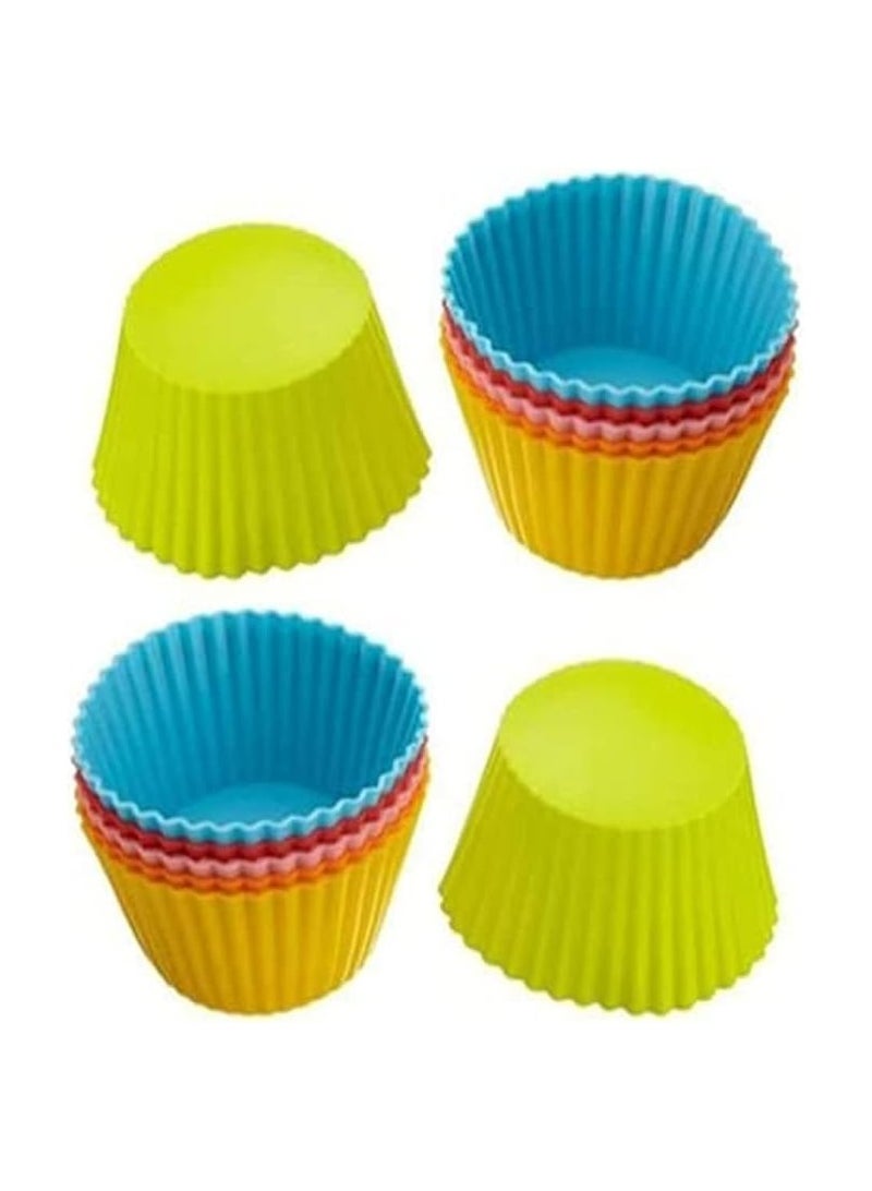 بروماس 24 قطعة من بطانات الكب كيك السيليكون، أكواب الخبز غير اللاصقة للكيك والمافن والشوكولاتة وبطانة كب كيك قالب كأس الخبز، متعدد الألوان - Image 3