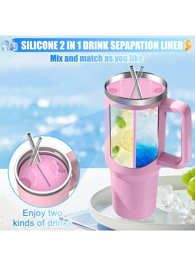 2-in-1 Drink Separator for Stanley Cup 40 oz, Silicone Liner Divider for Dual-Sided Drink, Reusable Liner Separator Compatible with 40 oz Tumbler - Image 2