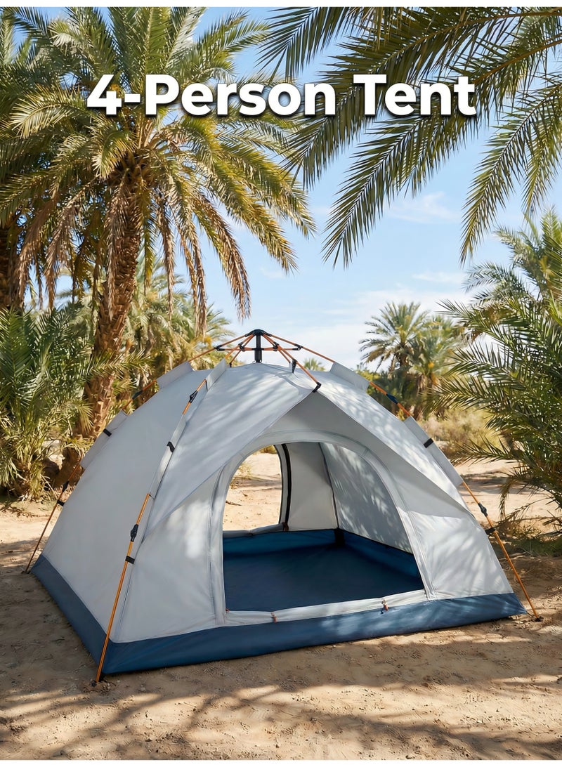 خيمة تخييم أوتوماتيكية سريعة التجميع | تُستوعب 3-4 أشخاص، مقاومة للماء والأشعة الشمسية، خفيفة الوزن ومتينة، مناسبة للشواطئ، والمشي لمسافات طويلة، والصحراء وأنشطة خارجية متنوعة - Image 1