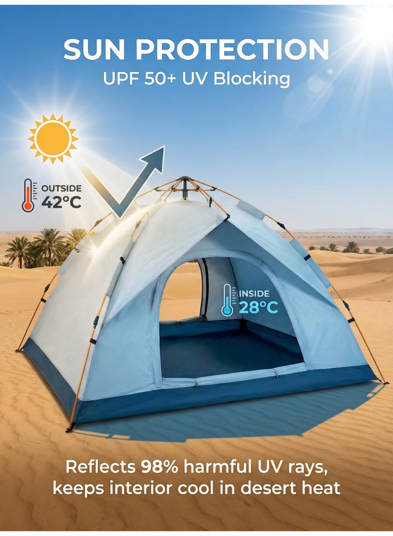 Camping Tent 3–4 Person Pop-Up Automatic Setup, waterproof and sunproof, lightweight and durable, suitable for beaches, hiking, deserts and various outdoor activities. - Image 2