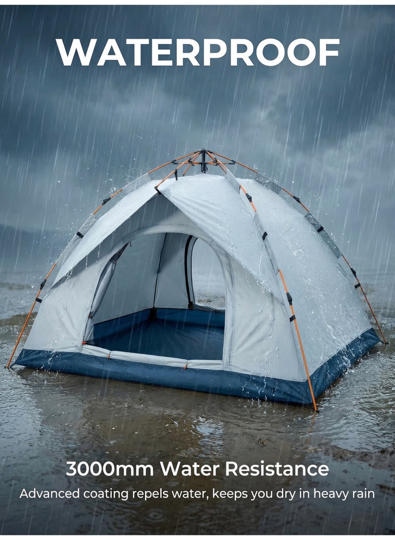 Camping Tent 3–4 Person Pop-Up Automatic Setup, waterproof and sunproof, lightweight and durable, suitable for beaches, hiking, deserts and various outdoor activities. - Image 3