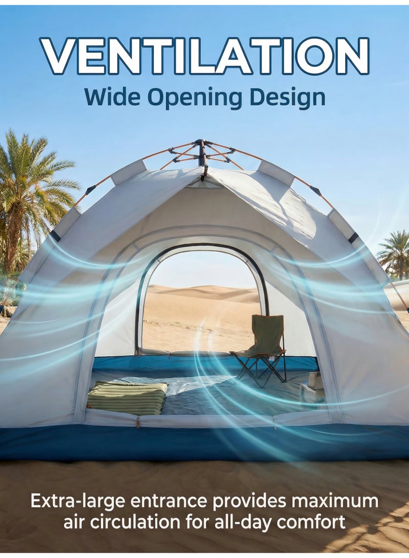 Camping Tent 3–4 Person Pop-Up Automatic Setup, waterproof and sunproof, lightweight and durable, suitable for beaches, hiking, deserts and various outdoor activities. - Image 4