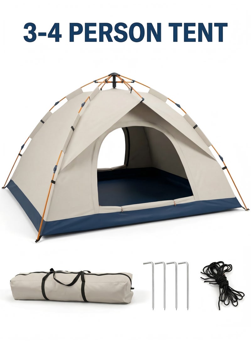 Camping Tent 3–4 Person Pop-Up Automatic Setup, waterproof and sunproof, lightweight and durable, suitable for beaches, hiking, deserts and various outdoor activities. - Image 1