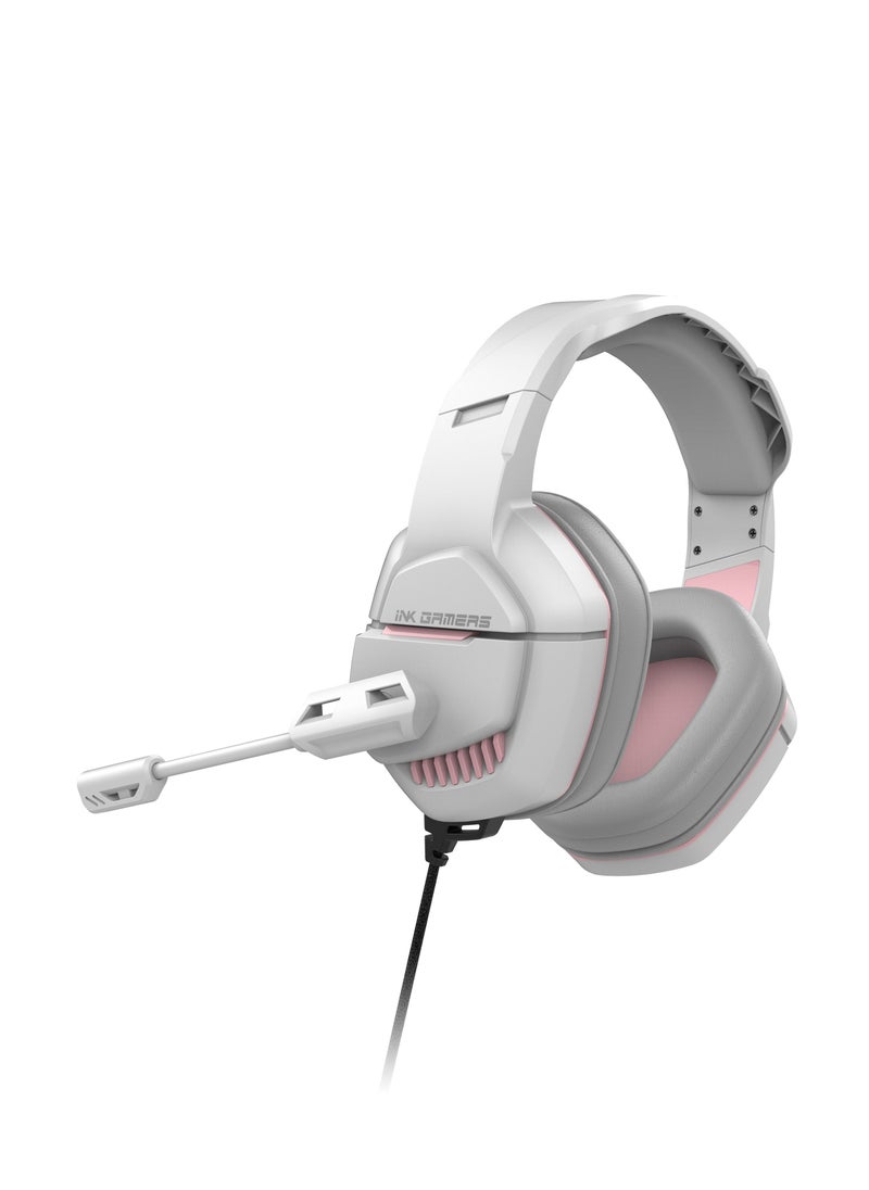 INK GAMERS GX300 Over Ear Wired Gaming Headphones for PS4/PS5/XBox/Switch/PC - White  - Image 4