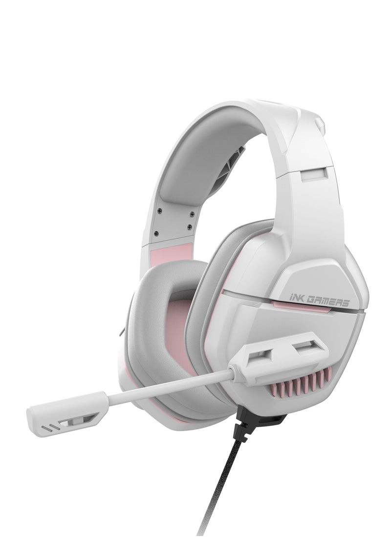 INK GAMERS GX300 Over Ear Wired Gaming Headphones for PS4/PS5/XBox/Switch/PC - White  - Image 1