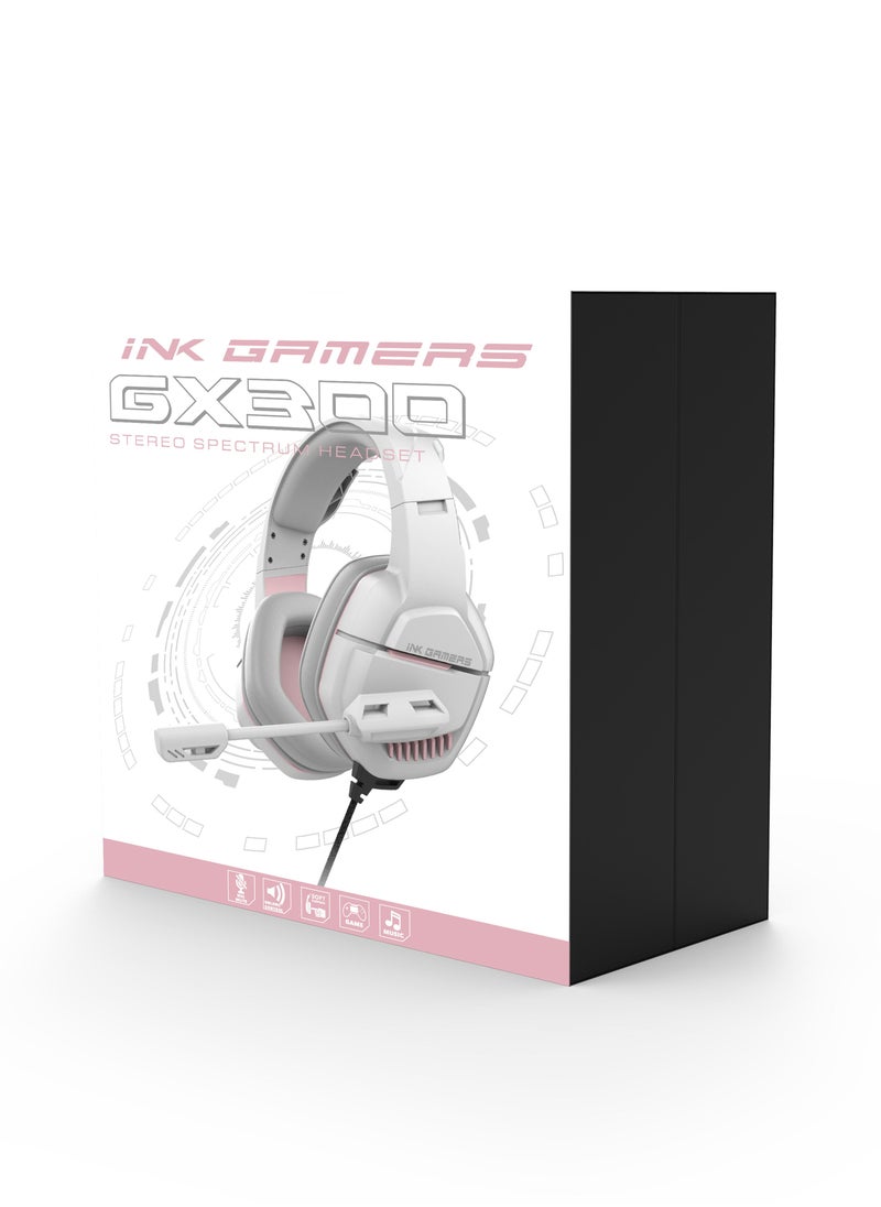 INK GAMERS GX300 Over Ear Wired Gaming Headphones for PS4/PS5/XBox/Switch/PC - White  - Image 5