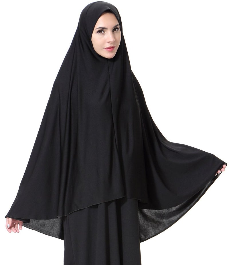 Ababalaya Women's Elegant Modest Muslim Islamic Ramadan Soft Lightweight Jersey Hijab Long Scarf, Black, L - Image 3
