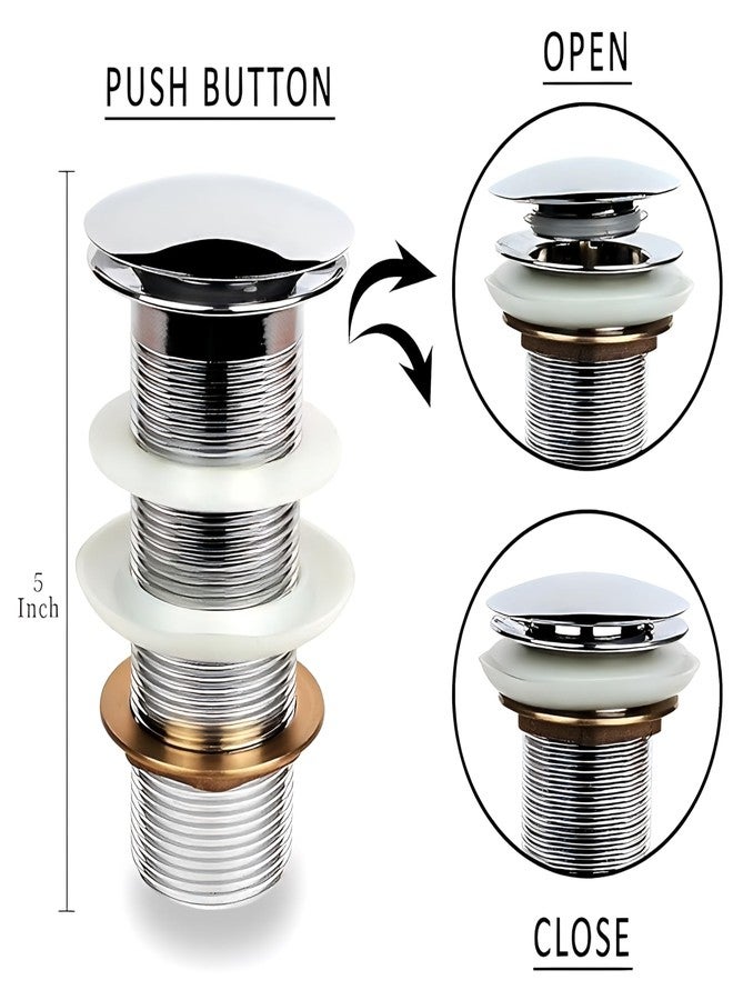 Carnival Heavy Quality Full Brass Chrome Finish 6" Inch Full Thread Pop Up Waste Coupling 32mm For Wash Basin | Wash Basin Drain - Image 2