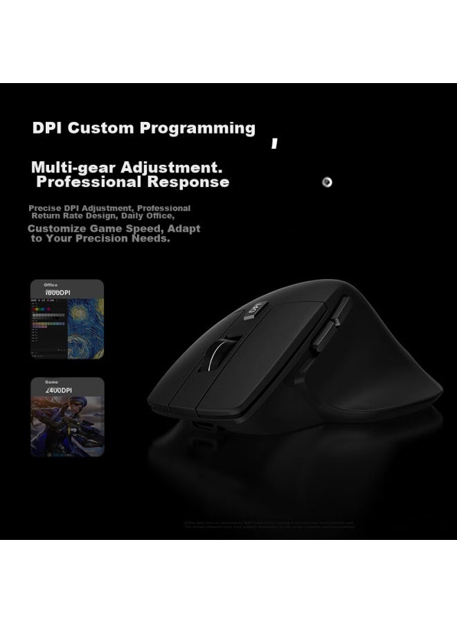 WP W&p Wireless Silent Mouse, Tri-mode Bluetooth Ergonomic Business Office Portable Rechargeable, Compatible With Apple Mac Huawei Desktop Laptop Tablet Computers - Image 2