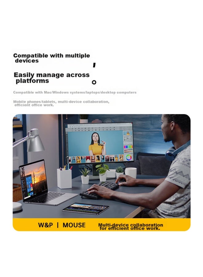 WP W&p Wireless Silent Mouse, Tri-mode Bluetooth Ergonomic Business Office Portable Rechargeable, Compatible With Apple Mac Huawei Desktop Laptop Tablet Computers - Image 5