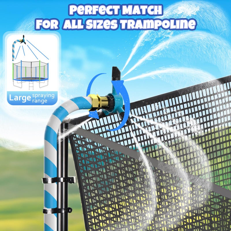HaiSun Universal Trampoline Sprinkler, Net Friendly Trampoline Accessories, 360 Rotating Water Sprinkler of Trampolines, Outdoor Backyard Water Park Fun Summer Toys for Kids - Image 3