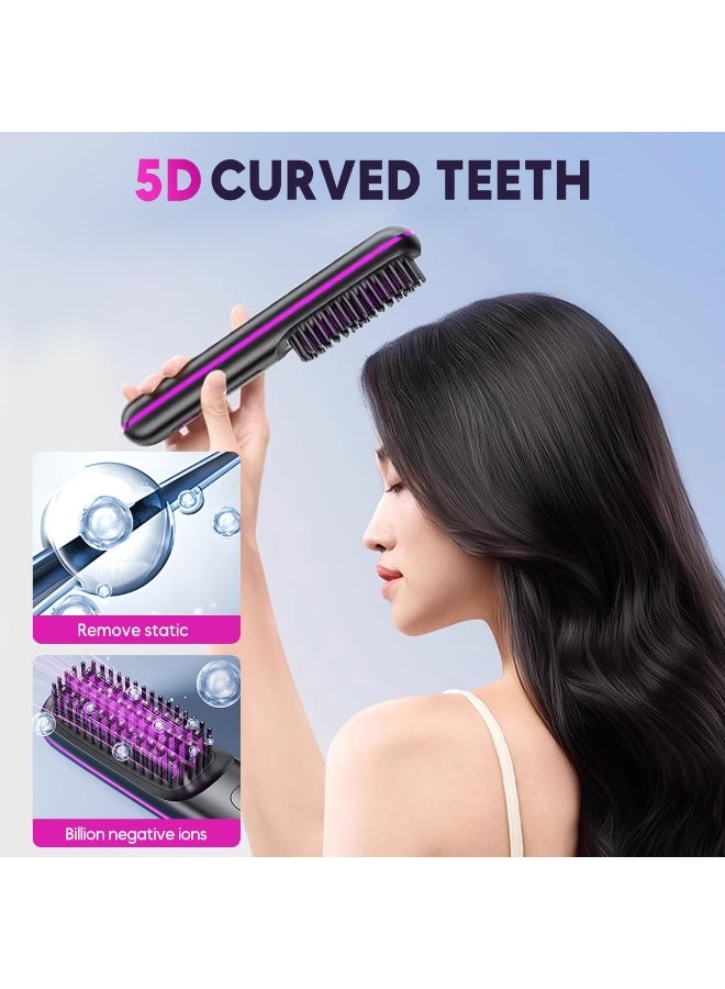 Cordless Hair Straightener Brush Portable Comb for Travel, USB Charging, Fast Heating, with LCD Display - Image 5