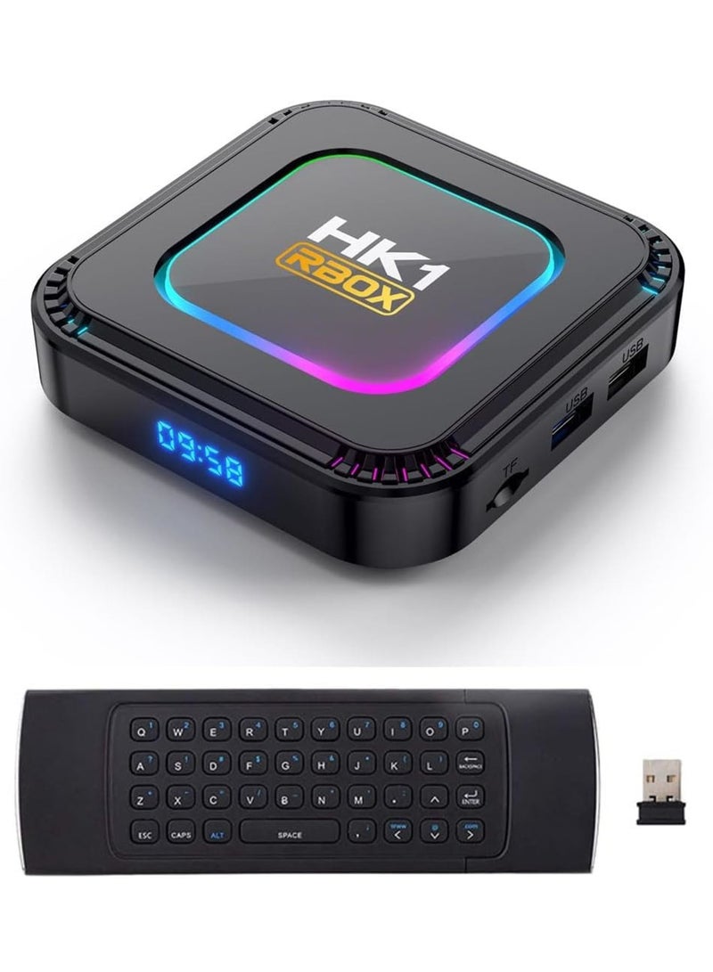 SYOSI Android 13.0 TV Box,HK1 RBOX 4GB RAM 128GB ROM RK3528 Quad-Core WiFi6 2.4Ghz/5.8Ghz BT5.0 8K HDR10+ Ultra HD USB3.0 with 2.4Ghz Mini Wireless Keyboard - Image 1