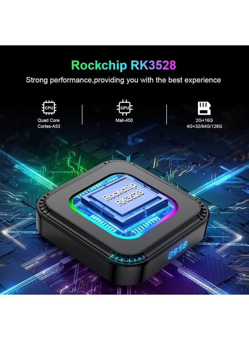 SYOSI Android 13.0 TV Box,HK1 RBOX 4GB RAM 128GB ROM RK3528 Quad-Core WiFi6 2.4Ghz/5.8Ghz BT5.0 8K HDR10+ Ultra HD USB3.0 with 2.4Ghz Mini Wireless Keyboard - Image 4