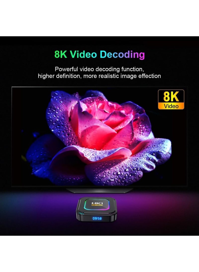 SYOSI Android 13.0 TV Box,HK1 RBOX 4GB RAM 128GB ROM RK3528 Quad-Core WiFi6 2.4Ghz/5.8Ghz BT5.0 8K HDR10+ Ultra HD USB3.0 with 2.4Ghz Mini Wireless Keyboard - Image 5