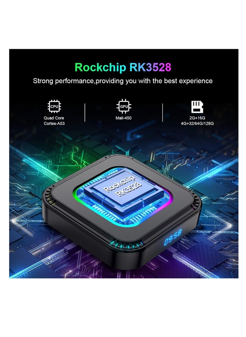 SYOSI - Android 13.0 TV Box, HK1 RBOX 4GB RAM 128GB ROM RK3528 Quad-Core WiFi6 2.4Ghz/5.8Ghz BT5.0 8K HDR10+ Ultra HD USB3.0 with 2.4Ghz Mini Wireless Keyboard Smart player - Image 1