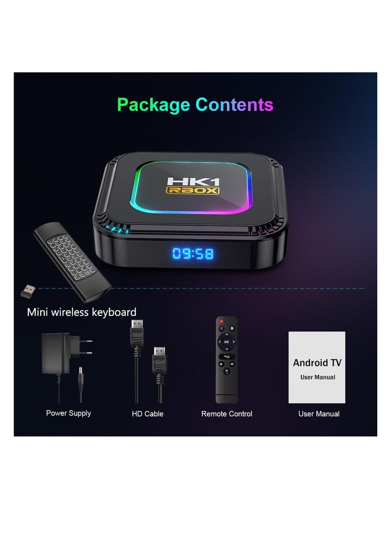 SYOSI - Android 13.0 TV Box, HK1 RBOX 4GB RAM 128GB ROM RK3528 Quad-Core WiFi6 2.4Ghz/5.8Ghz BT5.0 8K HDR10+ Ultra HD USB3.0 with 2.4Ghz Mini Wireless Keyboard Smart player - Image 1