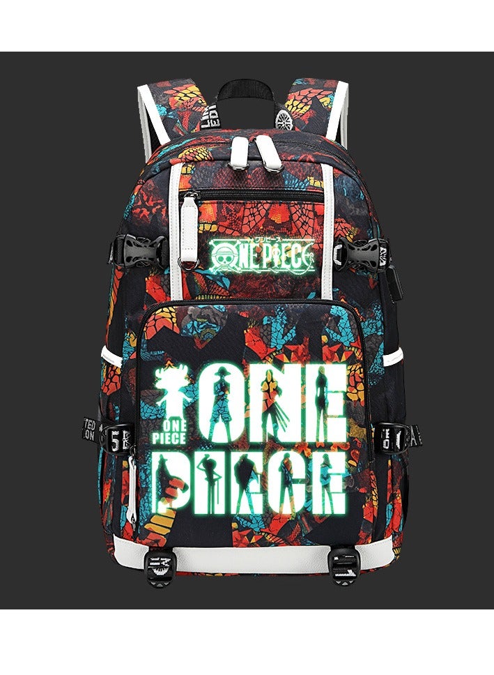 One Piece Luffy Zoro Anime Backpack Large Capacity Backpack Backpack Luminous 47*15*30cm