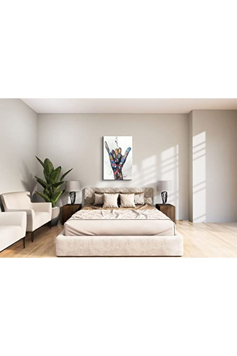 Mistyefly Pop Art Poster Shaka Sign Gesture Colorful Wall Graffiti Canvas Classic Street Decor for Living Room (12''Wx18''H) - Image 5
