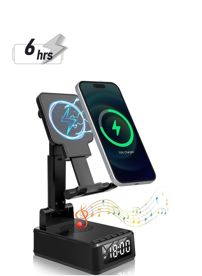 XICEN 4 in 1 Bluetooth Speaker Wireless Charger Digital Alarm Clock Phone Stand Holder Compatible for iPhone/Samsung/iPads Tablets, Birthday Gifts for Women Men  - Image 1