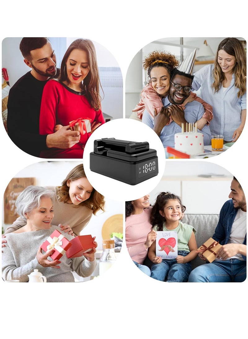 4 in 1 Bluetooth Speaker Wireless Charger Digital Alarm Clock Phone Stand Holder Compatible for iPhone/Samsung/iPads Tablets, Birthday Gifts for Women Men