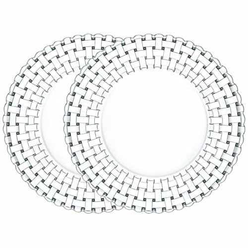 Nachtmann Bossa Nova Large Serveware Plates (Set of 2) - 12.6" Lead-Free Crystal with Woven Design for Tapas, Antipasti, Decorative Table Settings - Dishwasher Safe, Decorative Serveware for Gifting - Image 1