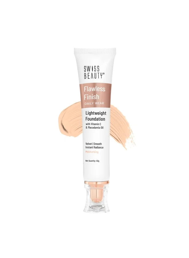 سويس بيوتي Swiss Beauty Flawless Finish Foundation | Medium Coverage | Lightweight |Oil-Free Formula |Radiant Finish | Shade - 03 Natural Beige, 40gm