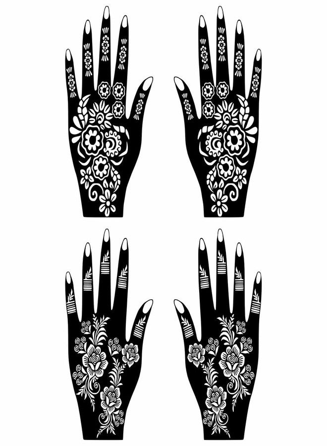 Komstec Hand Ready Combo Mehndi Stencil Stickers for Front for Girls & Women Palm and Finger Design Pack of 2 - Image 2