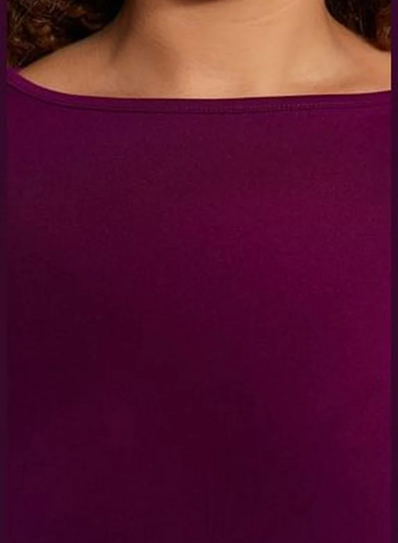 trendyol Dark Purple Halterneck/Skater Knitted Dress TBBAW24AH00061