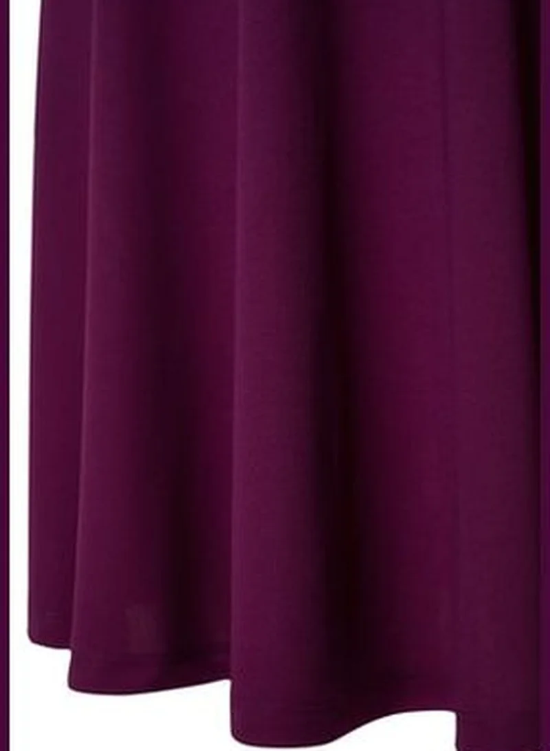 trendyol Dark Purple Halterneck/Skater Knitted Dress TBBAW24AH00061