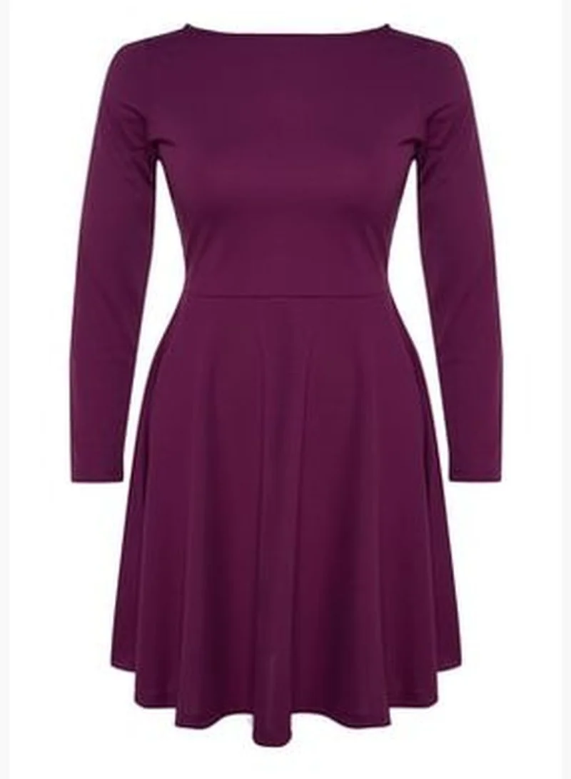 trendyol Dark Purple Halterneck/Skater Knitted Dress TBBAW24AH00061