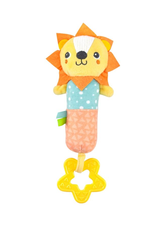 Moon Jungle Friends Soft Rattle Plush Toy With Colorful Characters, Squeaker Sounds And Teether, 6 Months Above, Lion 18 x 8 x 5cm - Image 1