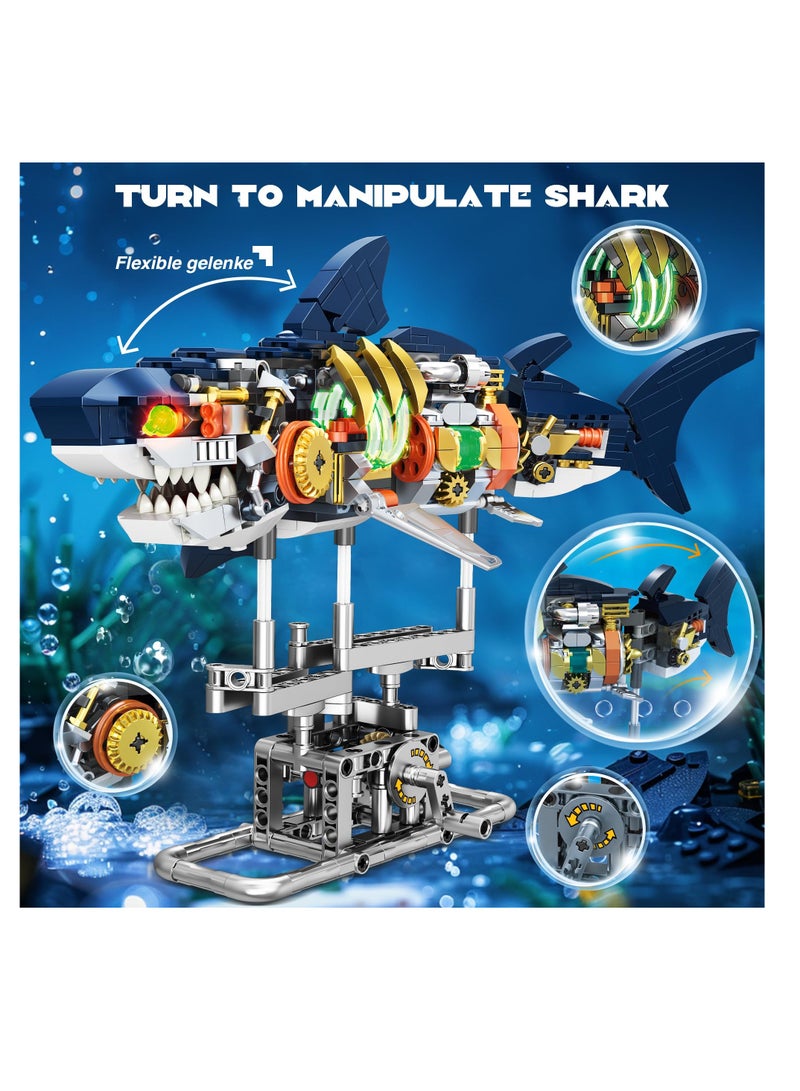Excefore Shark Sea Creatures Building Set, 687 Ideas Pieces Marine Animal Building Blocks Toys with Display Stand and Light, STEM Toys for Kids, Adults, Crossing Ocean Lovers  - Image 3
