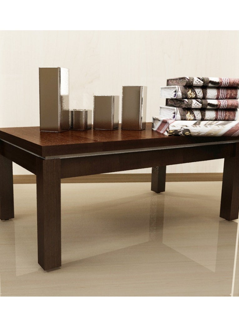 Smart Furniture Coffee Table Dark brown MDF With silver frame 98Lx58Wx40H. 