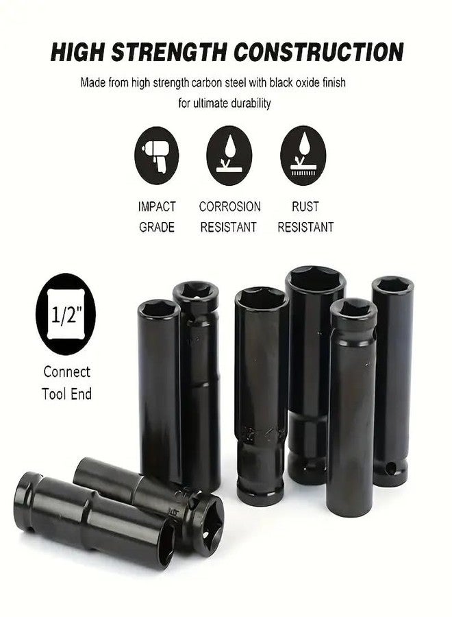 Mahi impex 11 Pieces 1/2-Inch Square Drive 78mm Deep Impact Socket Hex Set, 6-Point Standard Metric Sizes CR-V Steel 10mm to 24mm (11 in 1 impact socket set) - Image 2