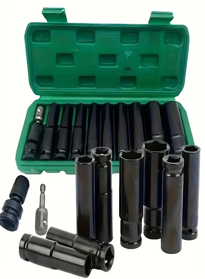 Mahi impex 11 Pieces 1/2-Inch Square Drive 78mm Deep Impact Socket Hex Set, 6-Point Standard Metric Sizes CR-V Steel 10mm to 24mm (11 in 1 impact socket set) - Image 1