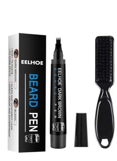 Beard Pencil Filler For Men, Natural Beard Pen, Waterproof & Long Lasting Natural Makeup Beard Pen For Moustache & Eyebrows(BLACK)