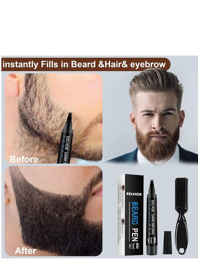 EELHOE - Beard Pencil Filler For Men, Natural Beard Pen, Waterproof & Long Lasting Natural Makeup Beard Pen For Moustache & Eyebrows(BLACK) - Image 1