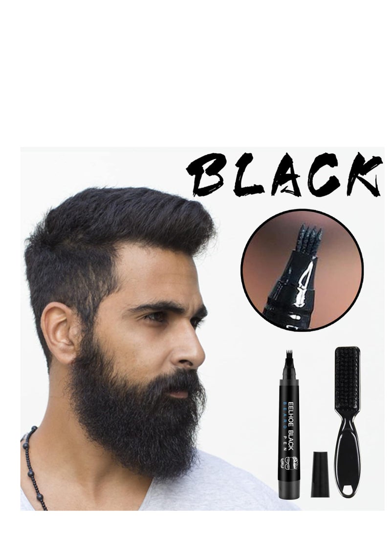 EELHOE - Beard Pencil Filler For Men, Natural Beard Pen, Waterproof & Long Lasting Natural Makeup Beard Pen For Moustache & Eyebrows(BLACK) - Image 1