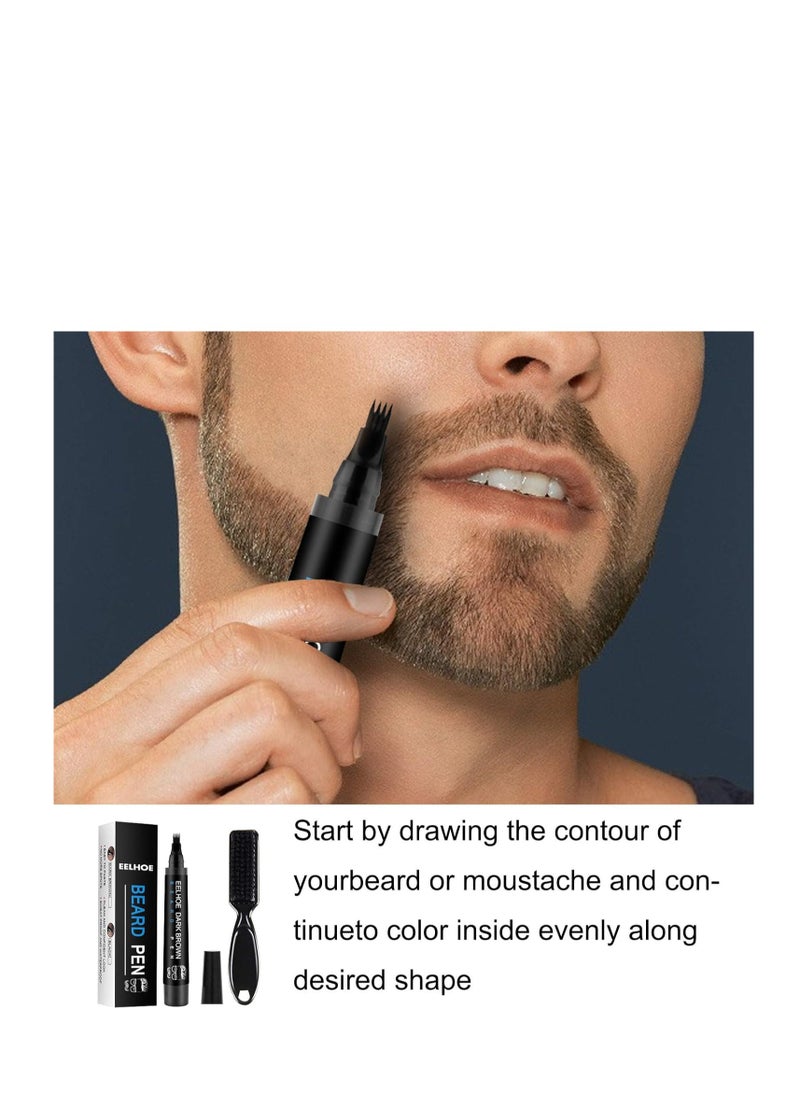 EELHOE - Beard Pencil Filler For Men, Natural Beard Pen, Waterproof & Long Lasting Natural Makeup Beard Pen For Moustache & Eyebrows(BLACK) - Image 1