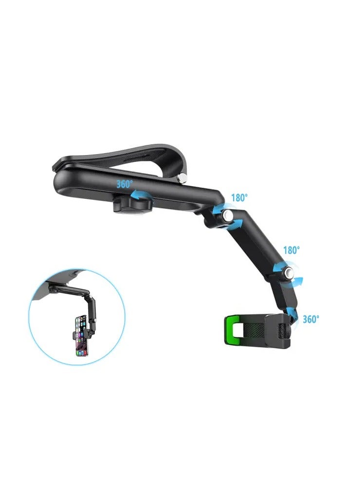 Rotatable and Retractable Car Phone Holder - 1080 Multifunction Sun Visor Universal 360 Rotating Cell Phone Holder Mobile Mount for Vehicle Rear View Mirror - Image 3