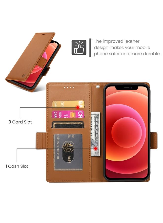 Zaboon Case For iPhone 12 / 12 Pro Side Buckle Magnetic Frosted Leather Phone Case - Image 4