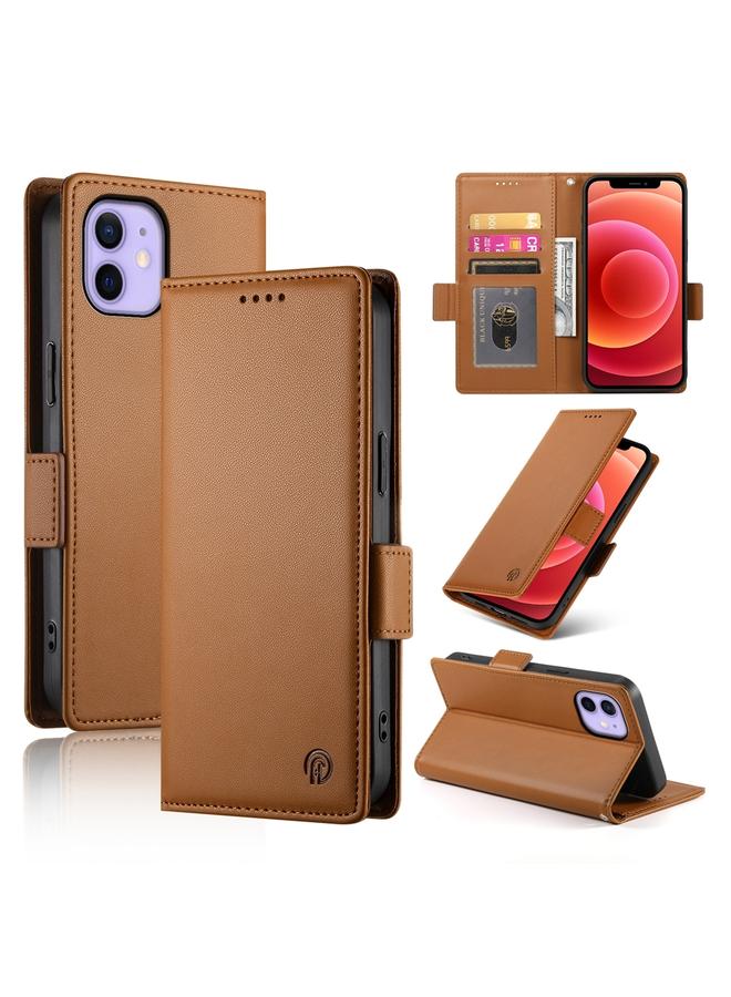 Zaboon Case For iPhone 12 / 12 Pro Side Buckle Magnetic Frosted Leather Phone Case - Image 1